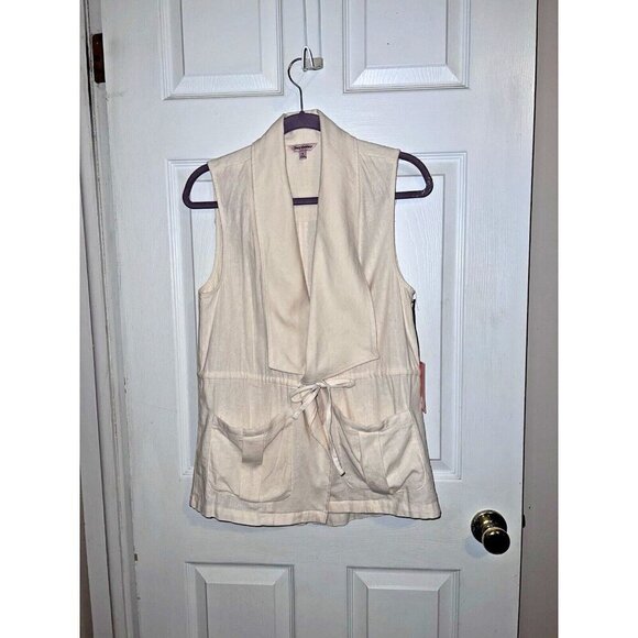 Juicy Couture Jackets & Blazers - NWT JUICY COUTURE Vest Womens Ivory Linen Blend Cascade Front Pocket Sz S